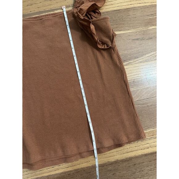 A New Day Ruffle Sleeve Ribbed Tank, Brown, Elastic Hem, Stretch, XL - Picture 10 of 10